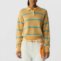 Guest In Residence Collegiate Stripe Polo in residence collegiate stripe polo in sorbet combo - women's long sleeve top