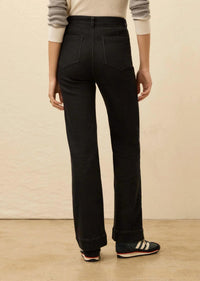 Faherty Stretch Terry Patch Pocket Jeans in onyx black - women's jeans - detail view