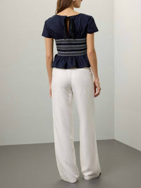 Peter Som - Ruffle Smocked Short Sleeve Blouse