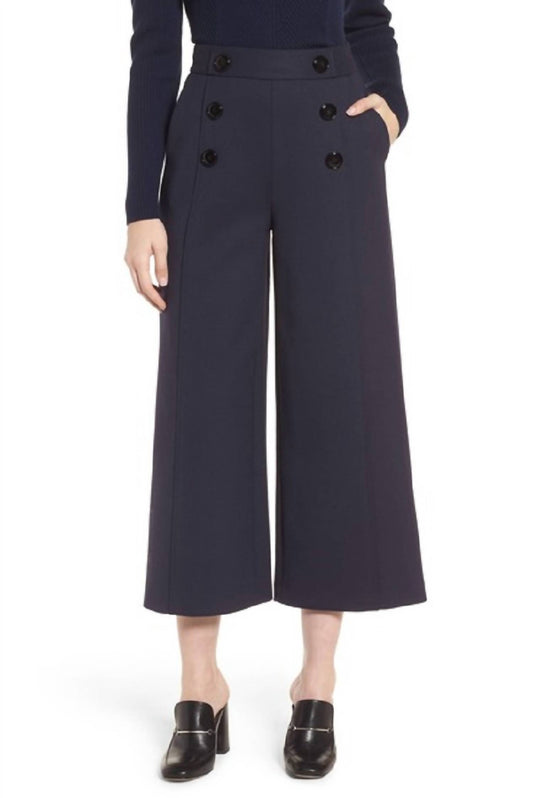 Lewit - Flare Leg Cropped Wool Pants Dark Indigo