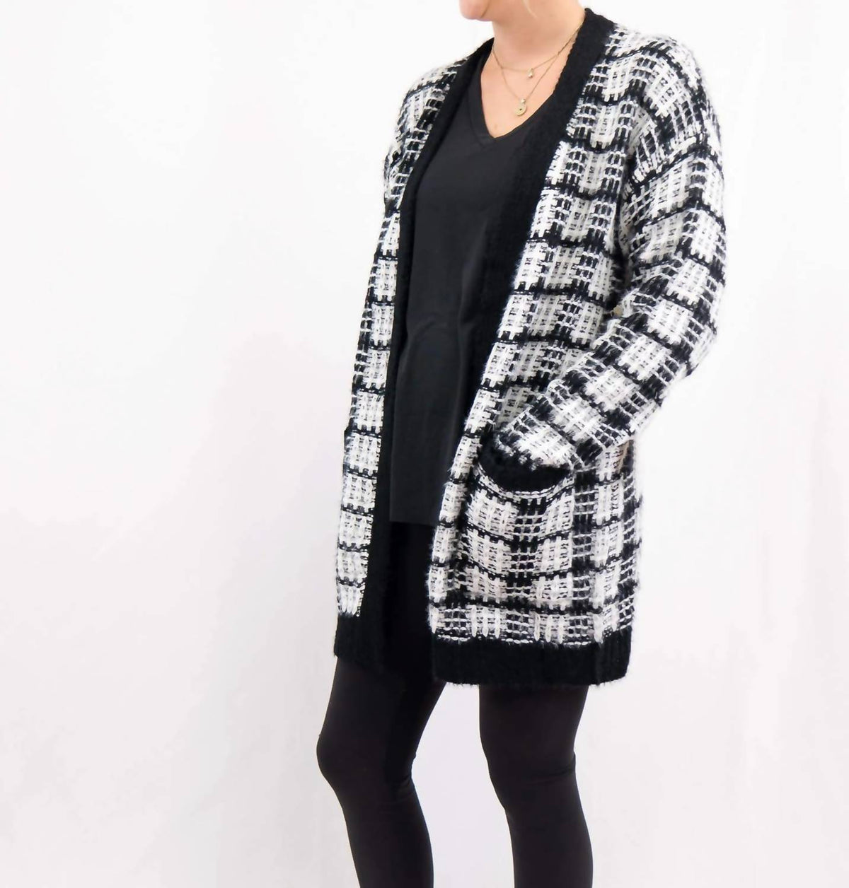Dreamers - Plaid Open Front Cardigan