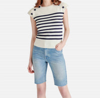 STEVE MADDEN Tomas Crewneck Sweater in ivory stripe - women's sweater