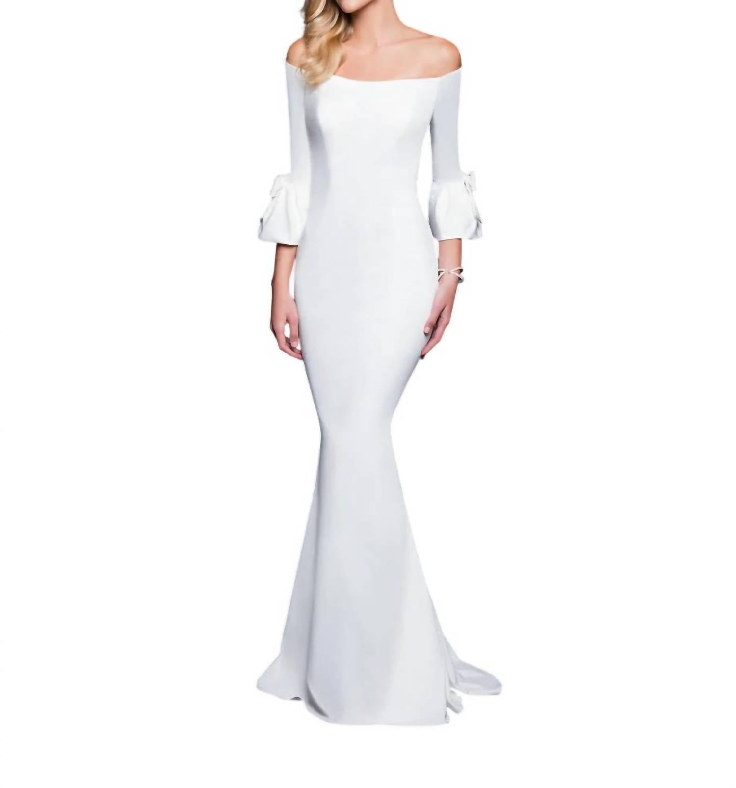 Terani Couture Off-the-shoulder Mermaid Evening Gown in ivory - women's dress