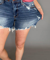 Judy Blue - Mid Rise Distressed Shorts
