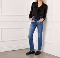 Karen Kane Long Sleeve Satin Bow Top in black - women's blouse - view 4