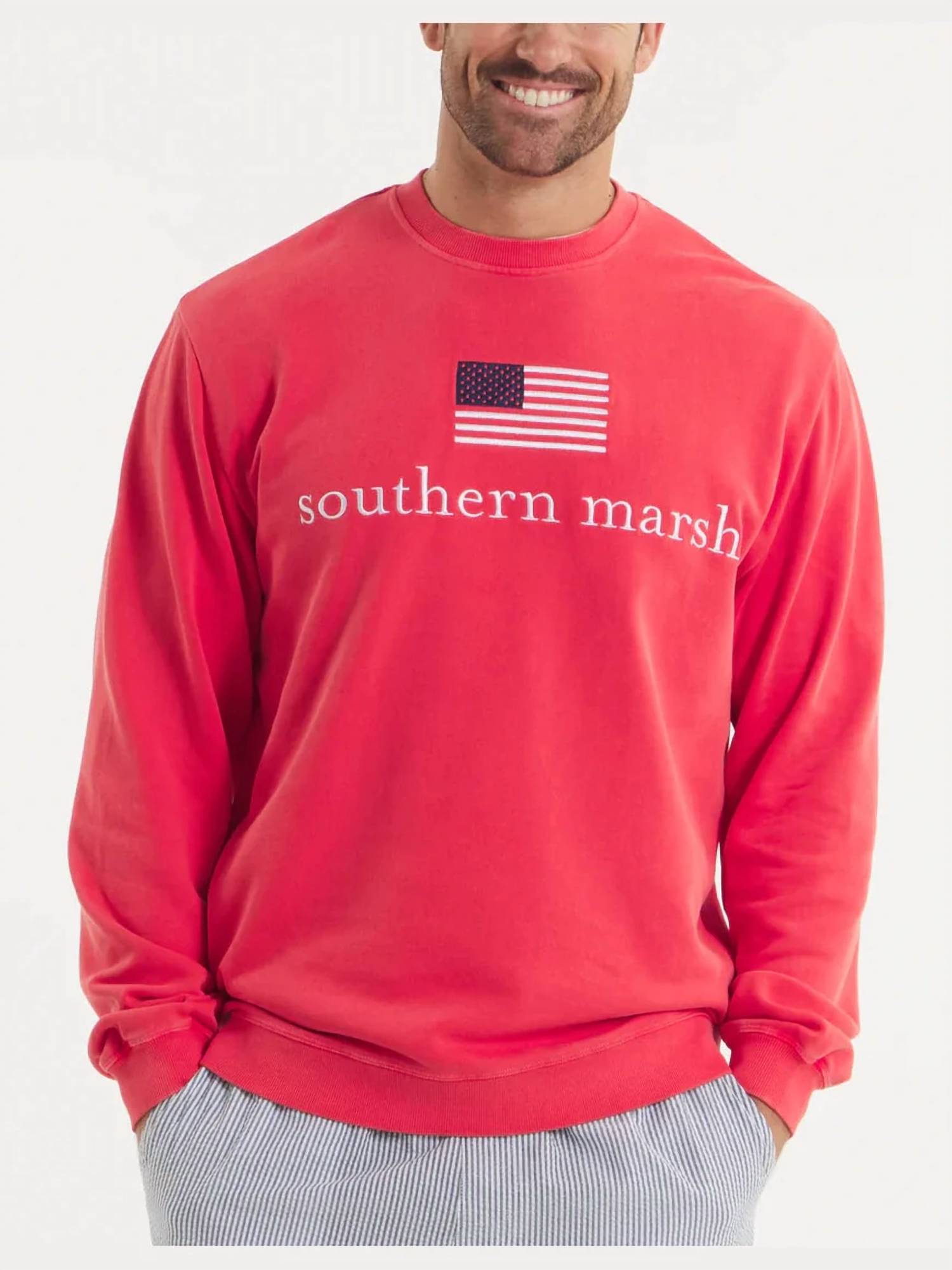 Southern Marsh - Unisex American Flag Seawash Sweatshirt