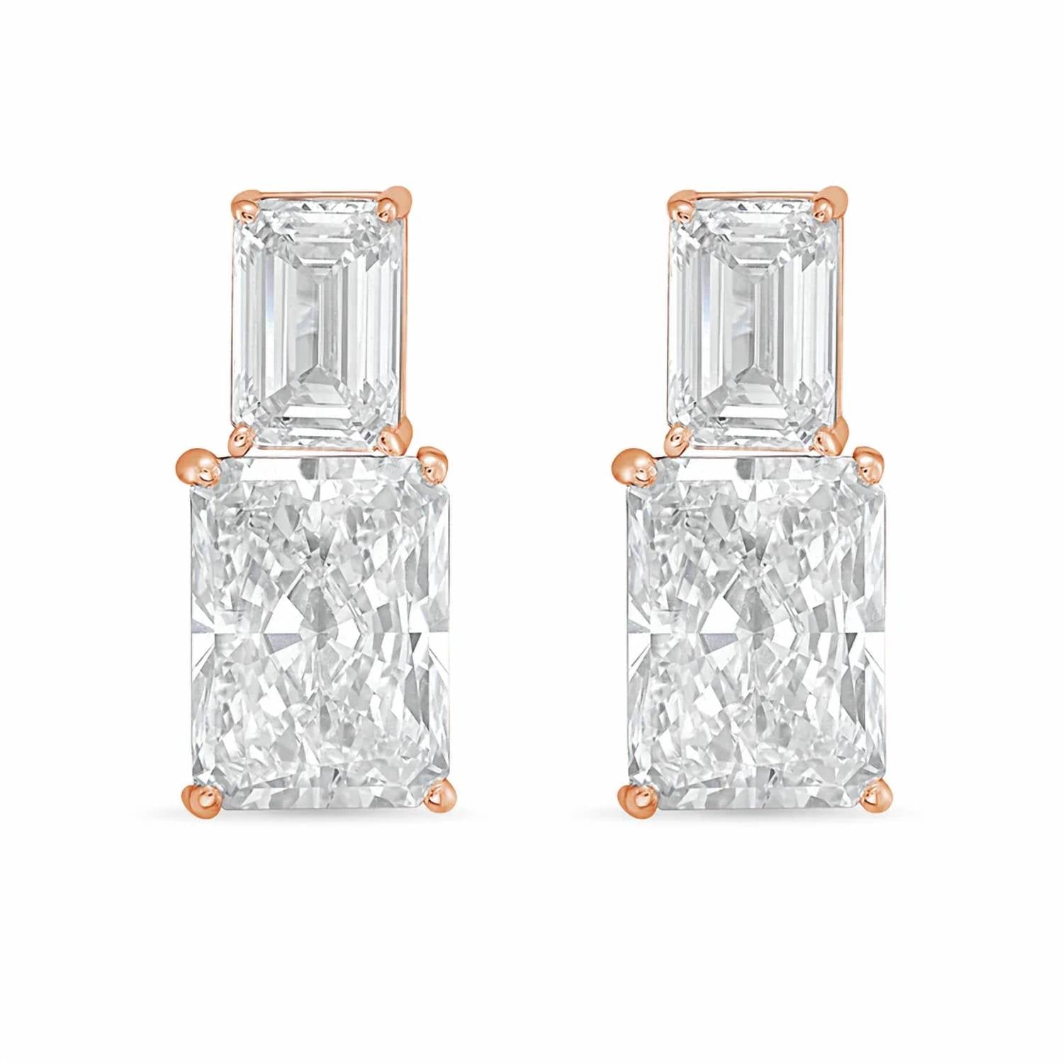 Diana M Jewels - Women's Emerald Lab-Grown Diamond Stud Earrings (15.00 Ct TCW) - Grand