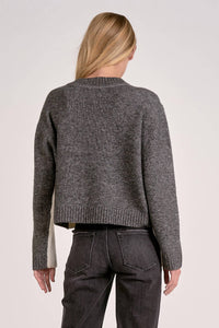Elan - Color Block Stripe Sleeve Detail Sweater