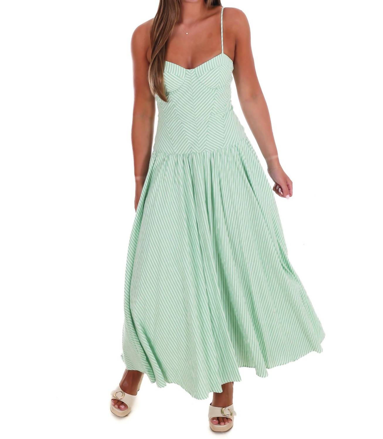 TCEC Oceanview Striped Maxi Dress in green - women's dress - view 8