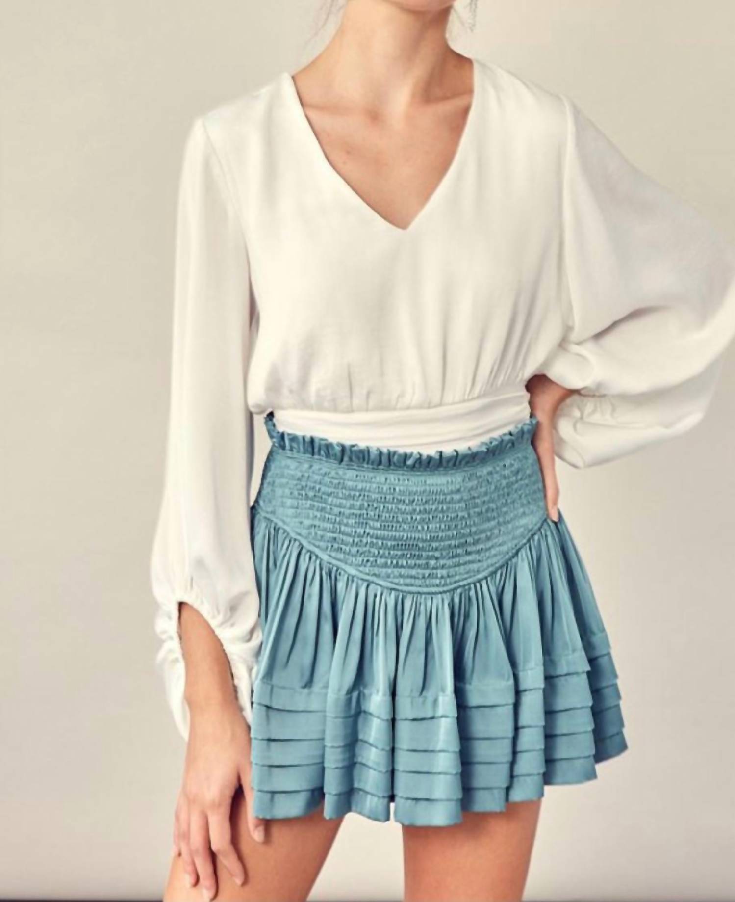Mustard Seed - Smocked Pleated Satin Skort