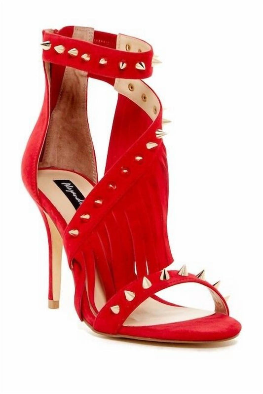 Alejandra G. - Women's Cristina Spiked Suede Leather Fringe Wraparound Sandals