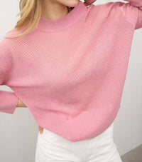 0039 Italy Amanda Berry Cashmere Meshknit Sweater in pink - women's sweater - alternate view