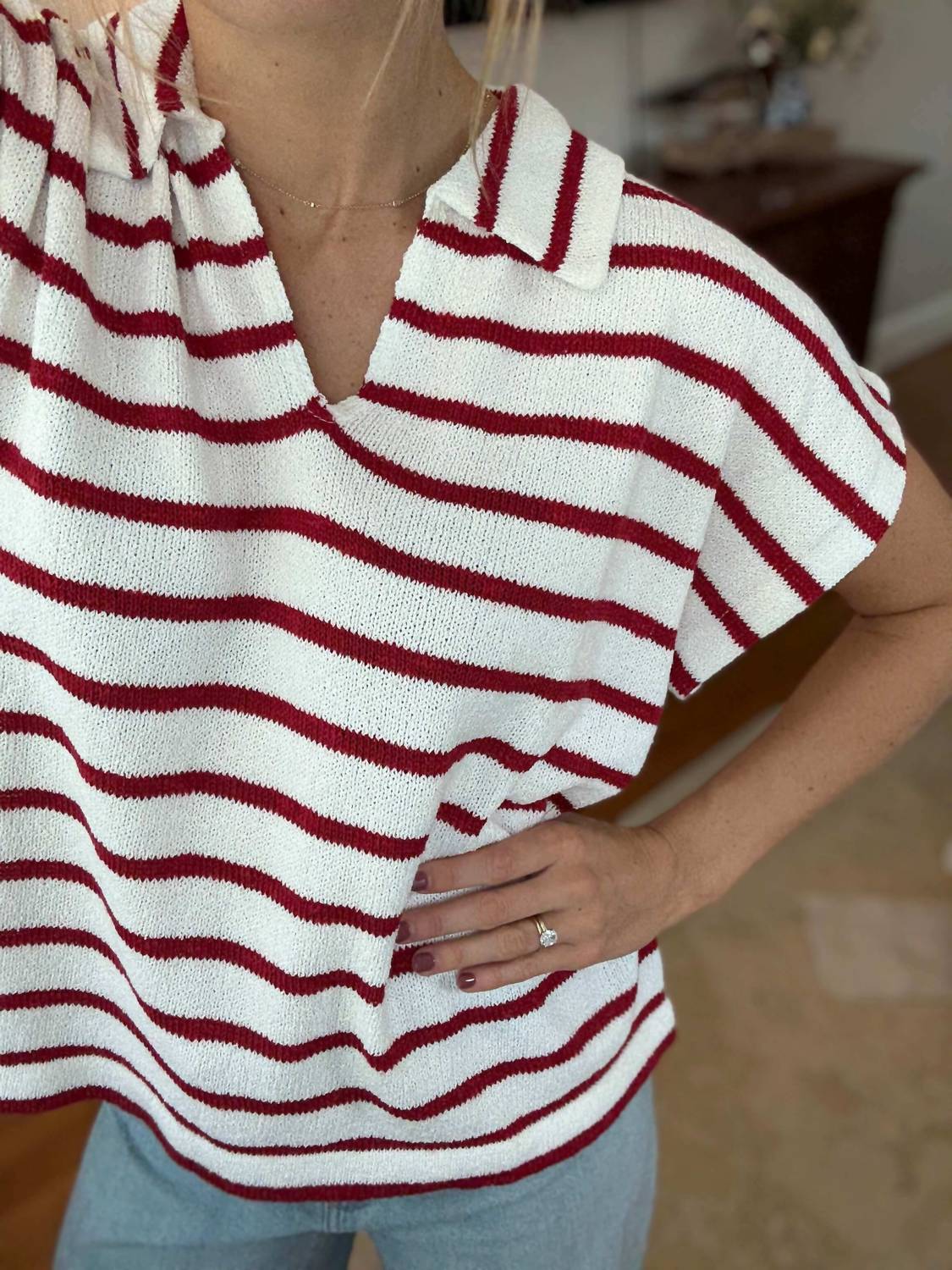 Cloud Ten - Christy Stripe Collared Top