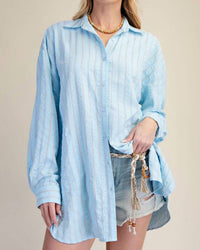 Easel - Long Sleeve Button Down Seersucker Shirt
