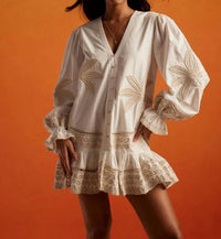 Hemant & Nandita - Ari Embroidered Long Sleeve Mini Dress
