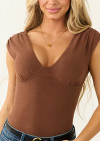 Le Lis - V Neck Shirred Knit Bodysuit
