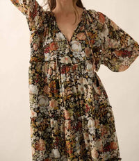 Promesa - Women's Floral V Neck Chiffon Midi Dress