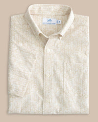SOUTHERN TIDE Men's Intercoastal Leagally Frond Sportshirt in whitecap khaki - men's shirt - alternate view