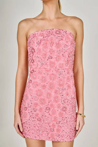 Endless Rose - Lace Sequins Strapless Mini Dress