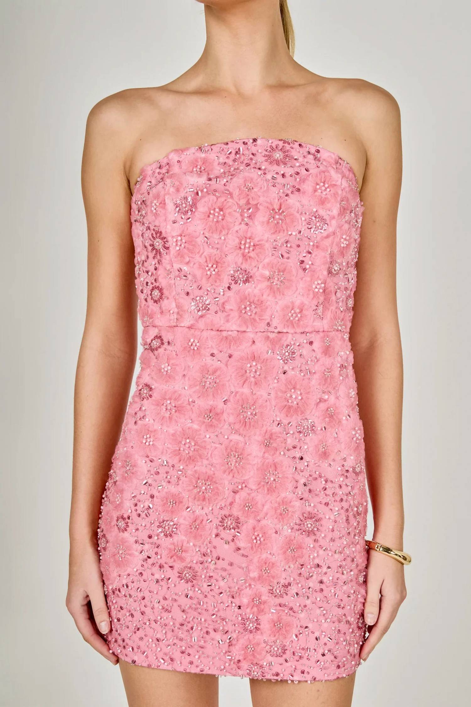 Endless Rose - Lace Sequins Strapless Mini Dress