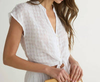 Bella Dahl Short Sleeve Tie Front Top in white 1 - women's t-shirt - alternate view