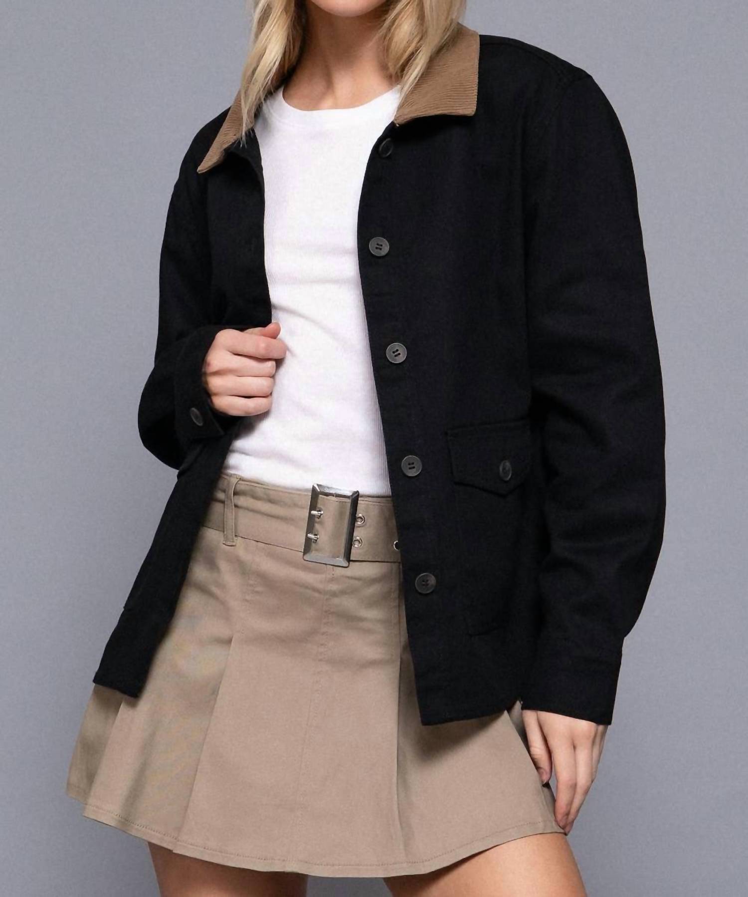 Active Basic - Corduroy Collar Twill Work Jacket