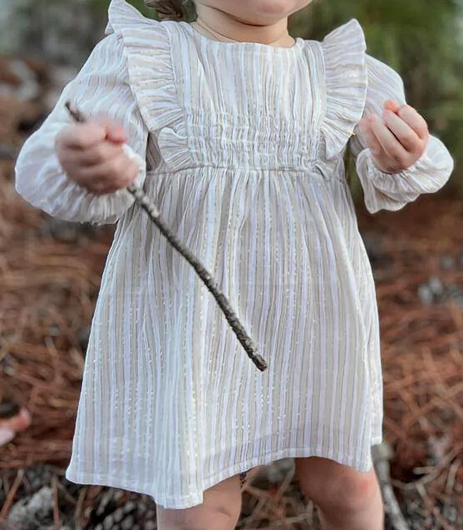 POPPET & FOX Smocked Ruffle Dress in cream - kids' dress