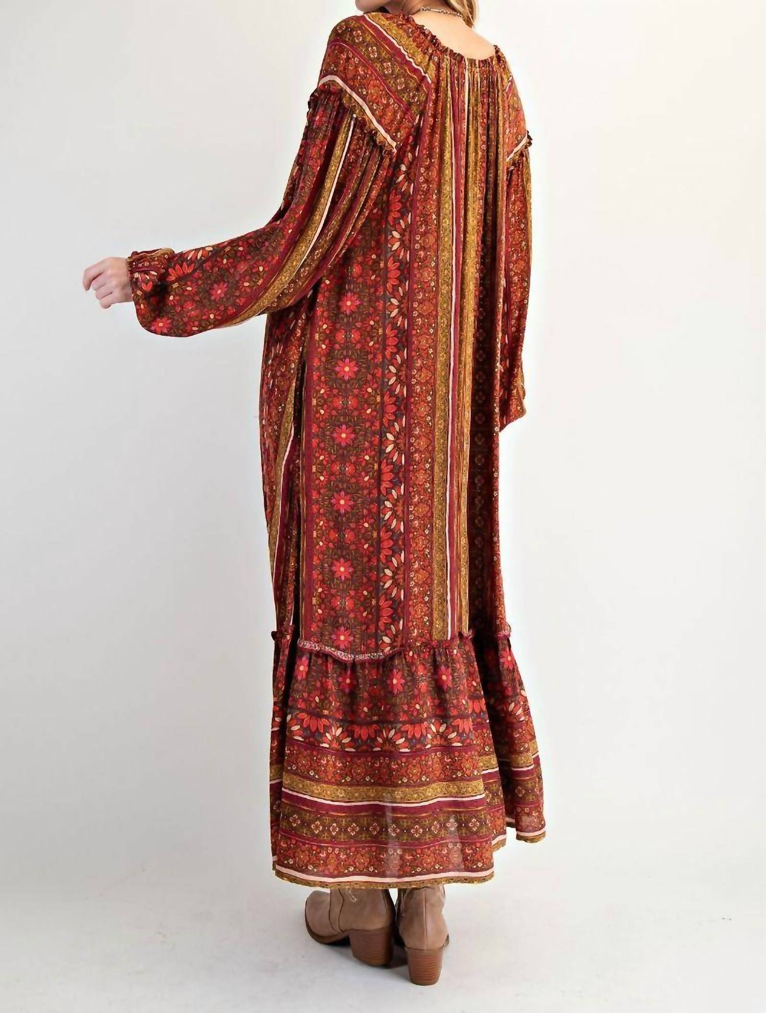 Easel - Floral Printed Tiered Maxi Dress