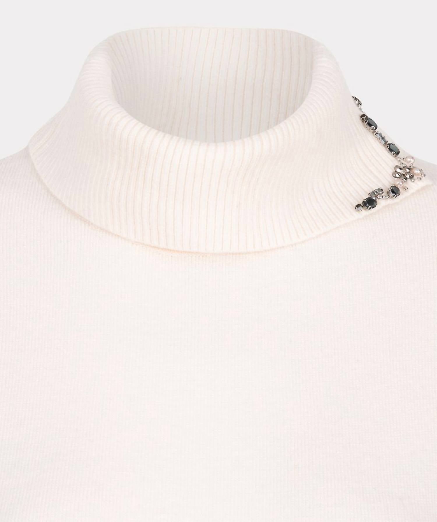 Esqualo - Gida Gem Embellished Split Turtleneck Sweater