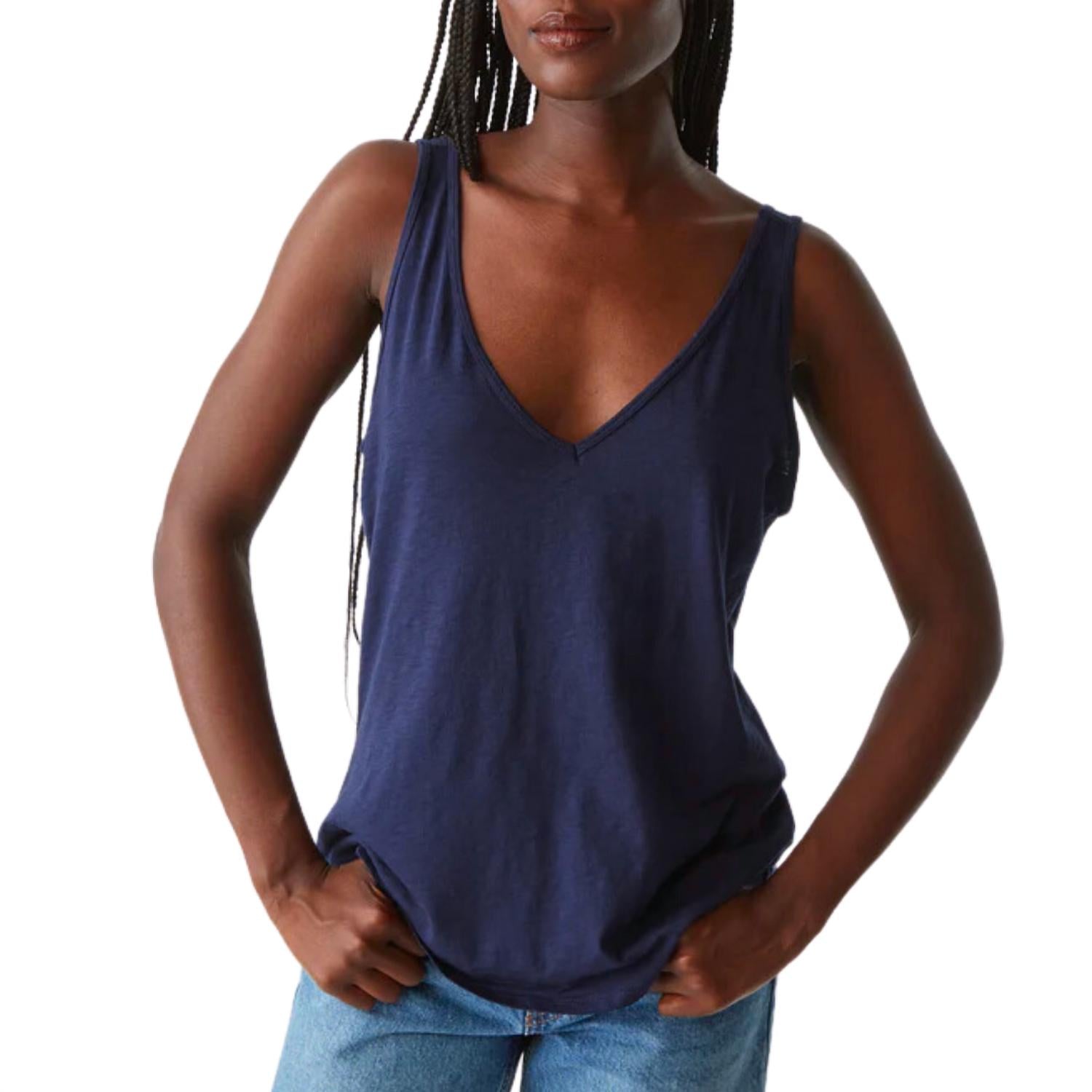 Michael Stars Women's Scarlett V-neck Tank Top in nocturnal - women's tank top