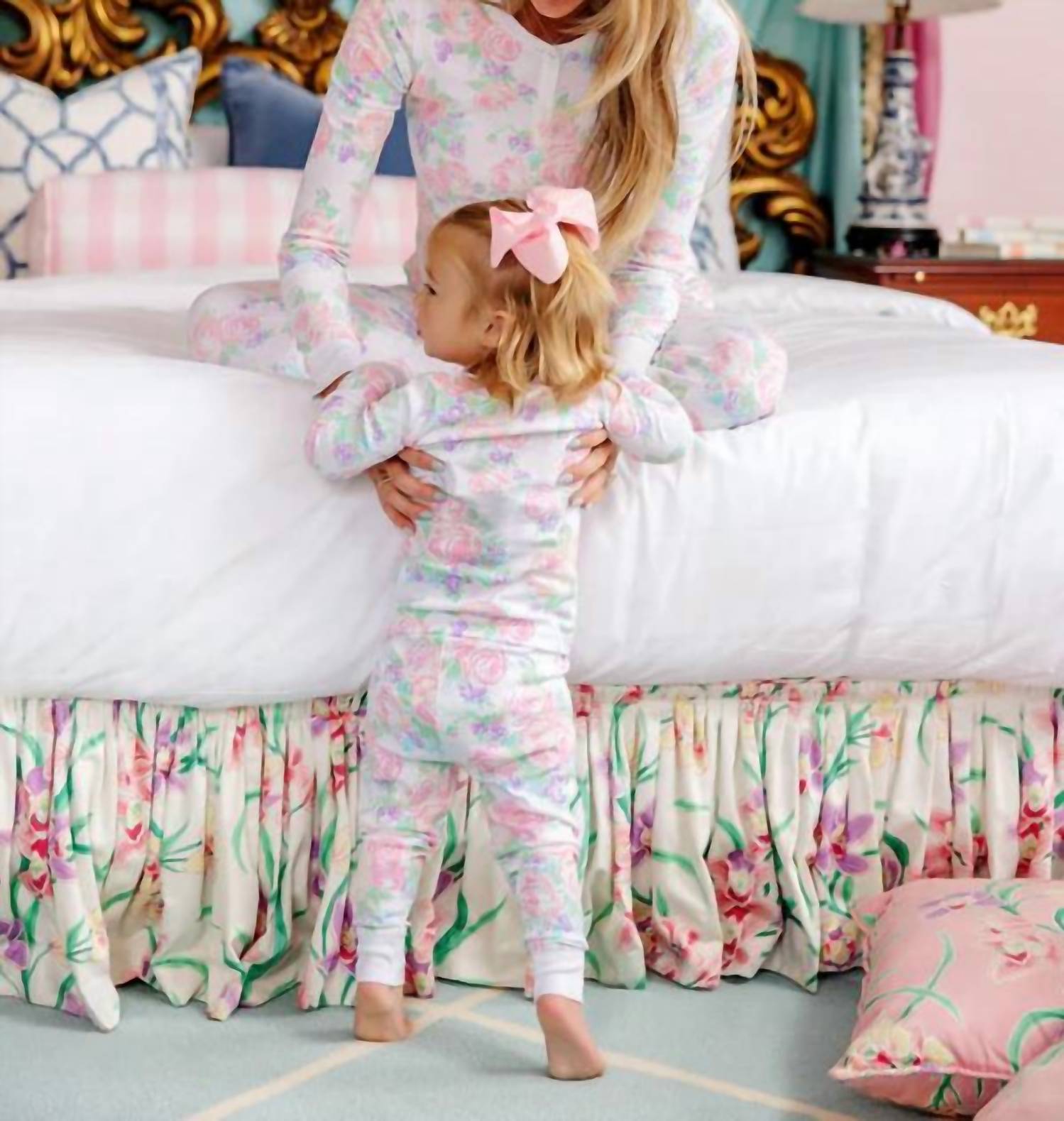 The Beaufort Bonnet Company Girl's Easter Sara Jane's Sweet Dream Set in princess grace rose - kids' sleepwear - detail view