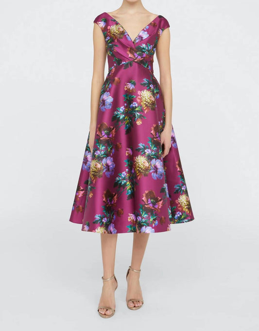 Theia - Kadence V-neck Midi Dress