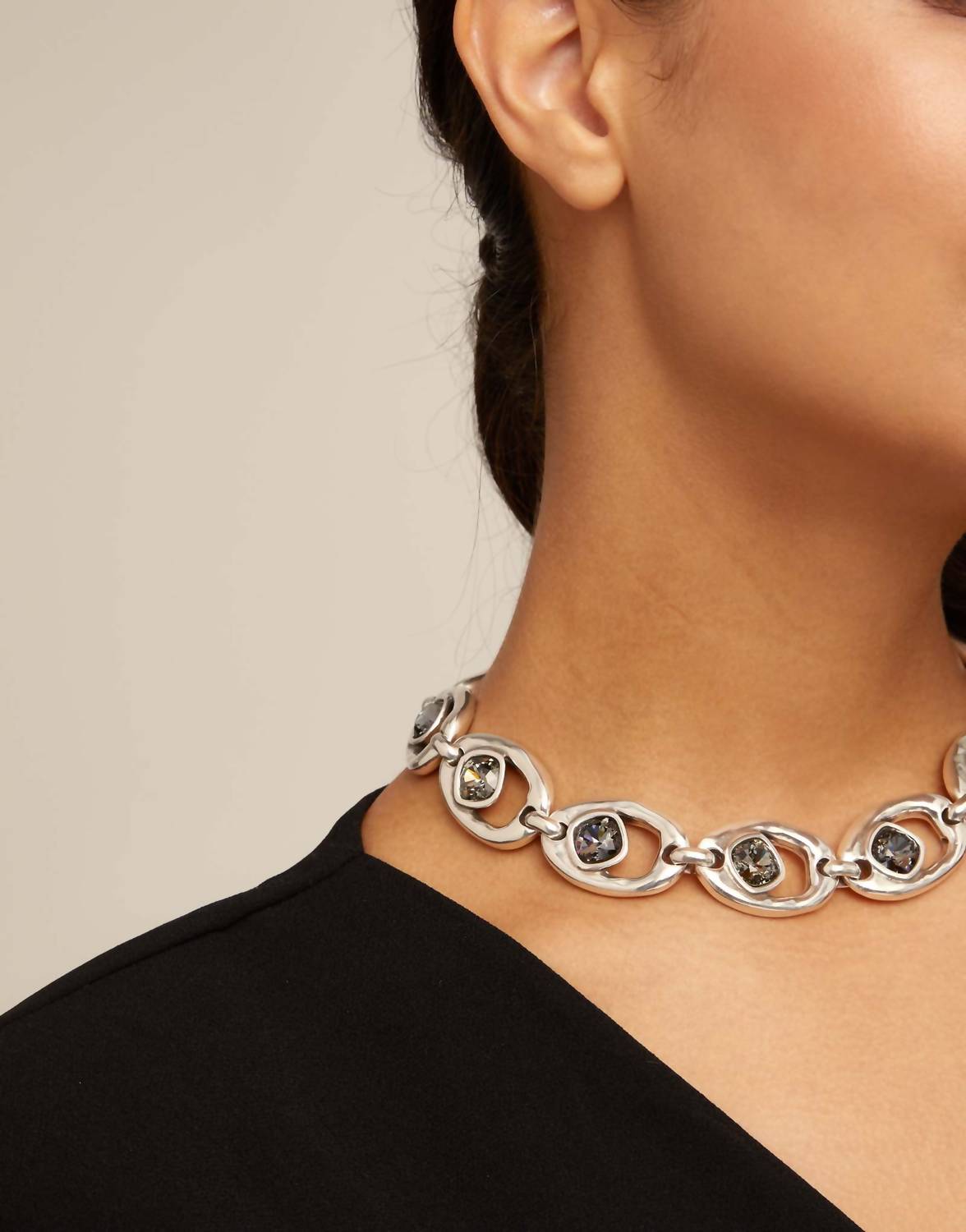 Unode50 - Short Oval Link Chain Necklace With Crystal