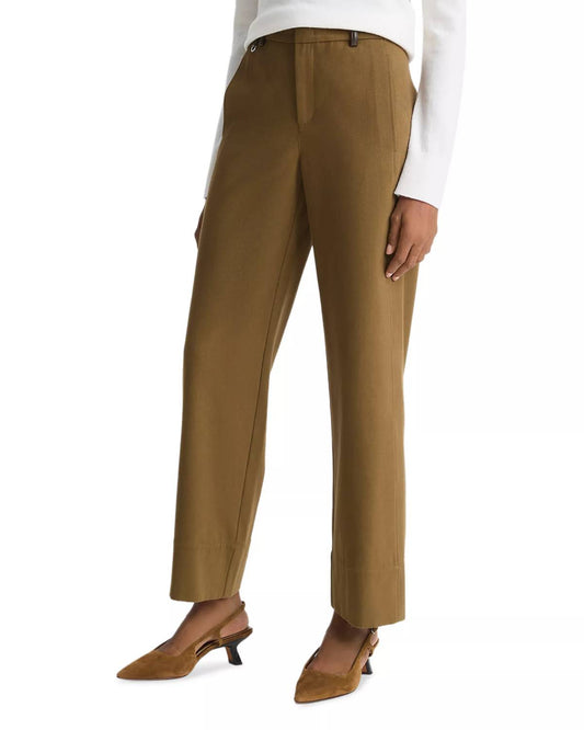 Vince - Mid Rise Faux Leather Trim Straight Leg Pant