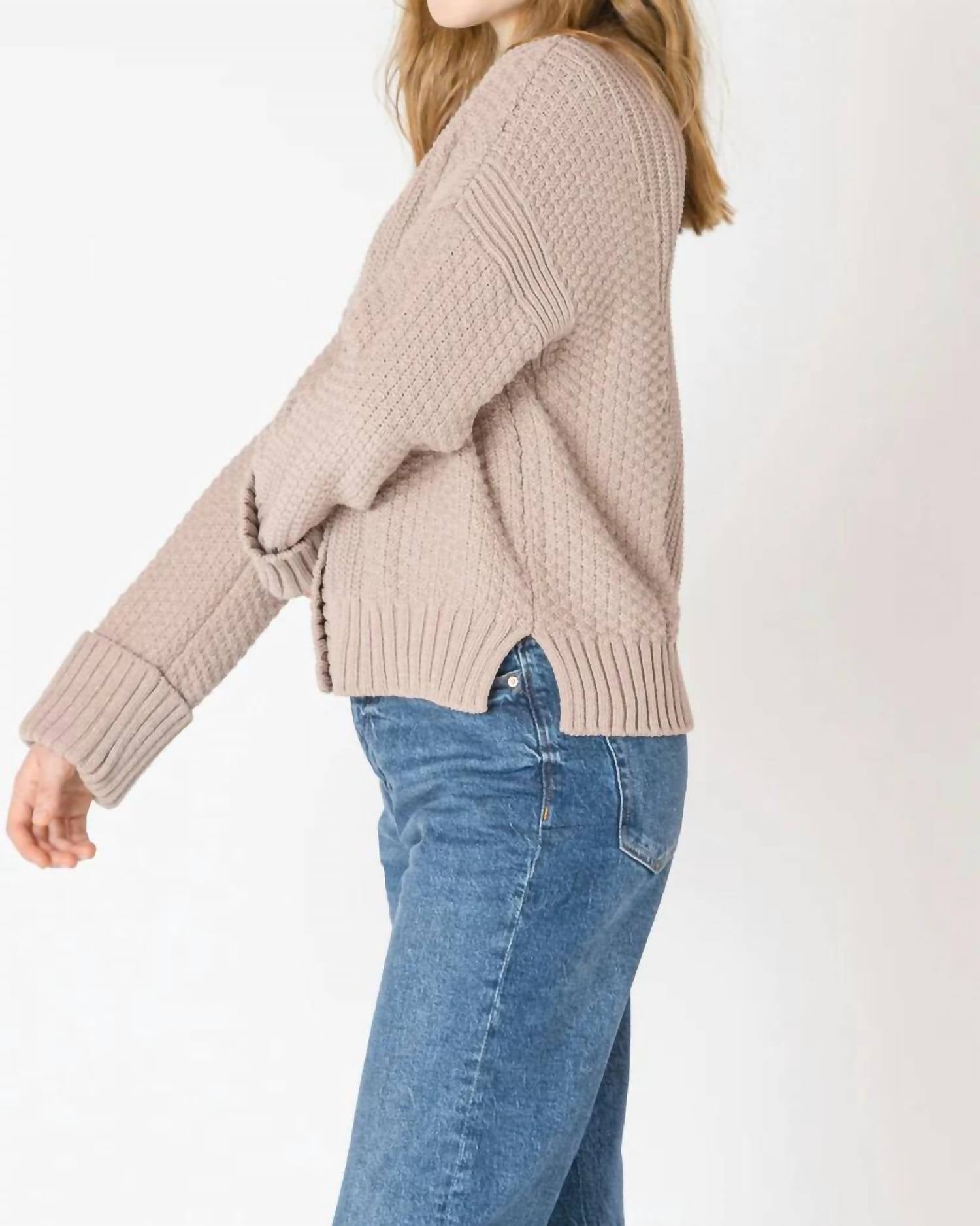 Dex Clothing - Cuffed Sleeve Textured Cardigan