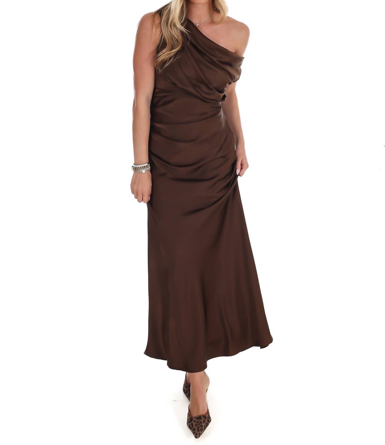 Mable - Satin Luxe One Shoulder Maxi Dress