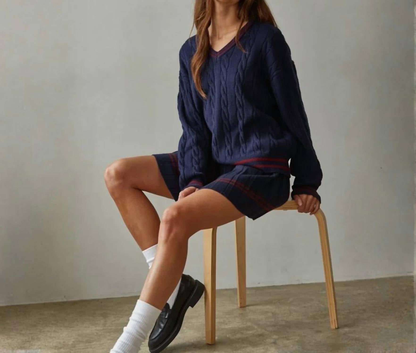 By Together - The Blair Cable Knit V-neck Sweater