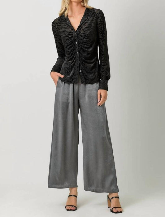 Mystree - Burn-Out Velvet Gathered Fitted Top