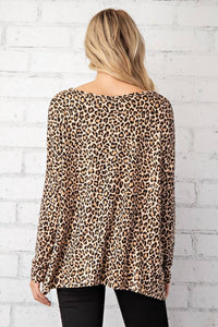Leopard Top With Rose Gold Sequin Pocket