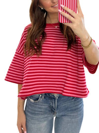 Peach Love - Easy Days Striped Crop Tee