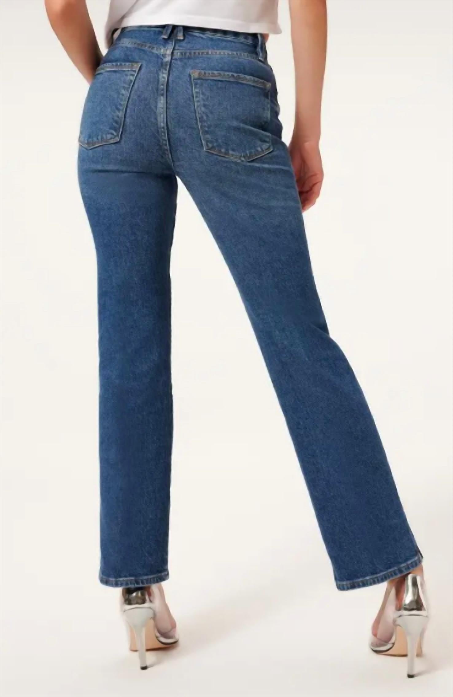 GOOD AMERICAN Good Curve Straight Jeans in blue - women's jeans - detail view