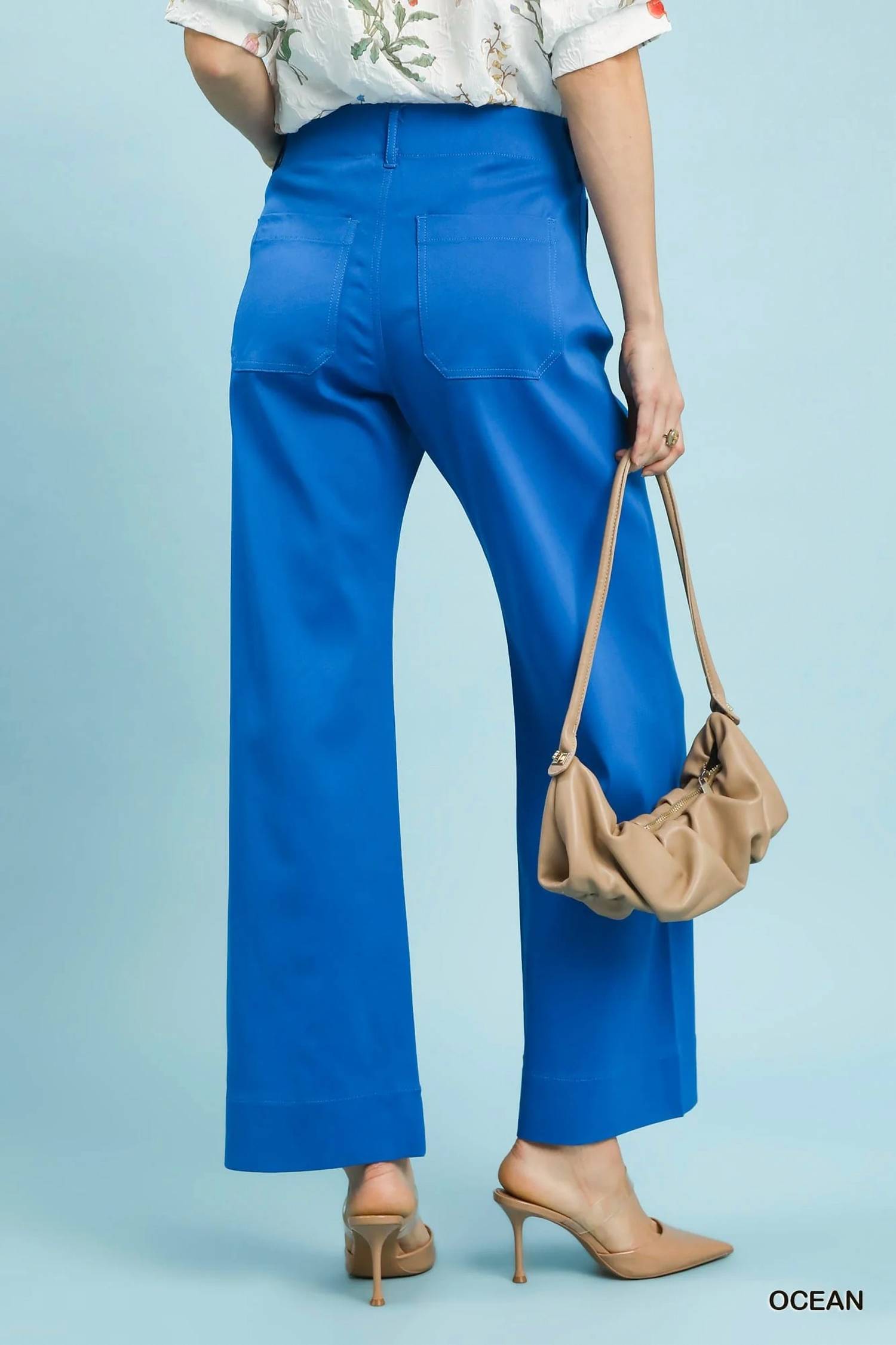 Umgee - Button Stretch Wide Leg Pants