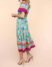 Haptics Floral Border Print Maxi Dress in mint - women's dress - view 4