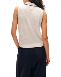 White + Warren - Cashmere Cable Sleeveless Polo Top