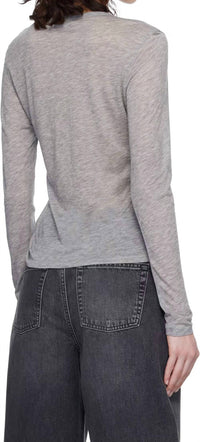 ANINE BING Sylvie Long Sleeve Tee in grey - women's long sleeve top - detail view