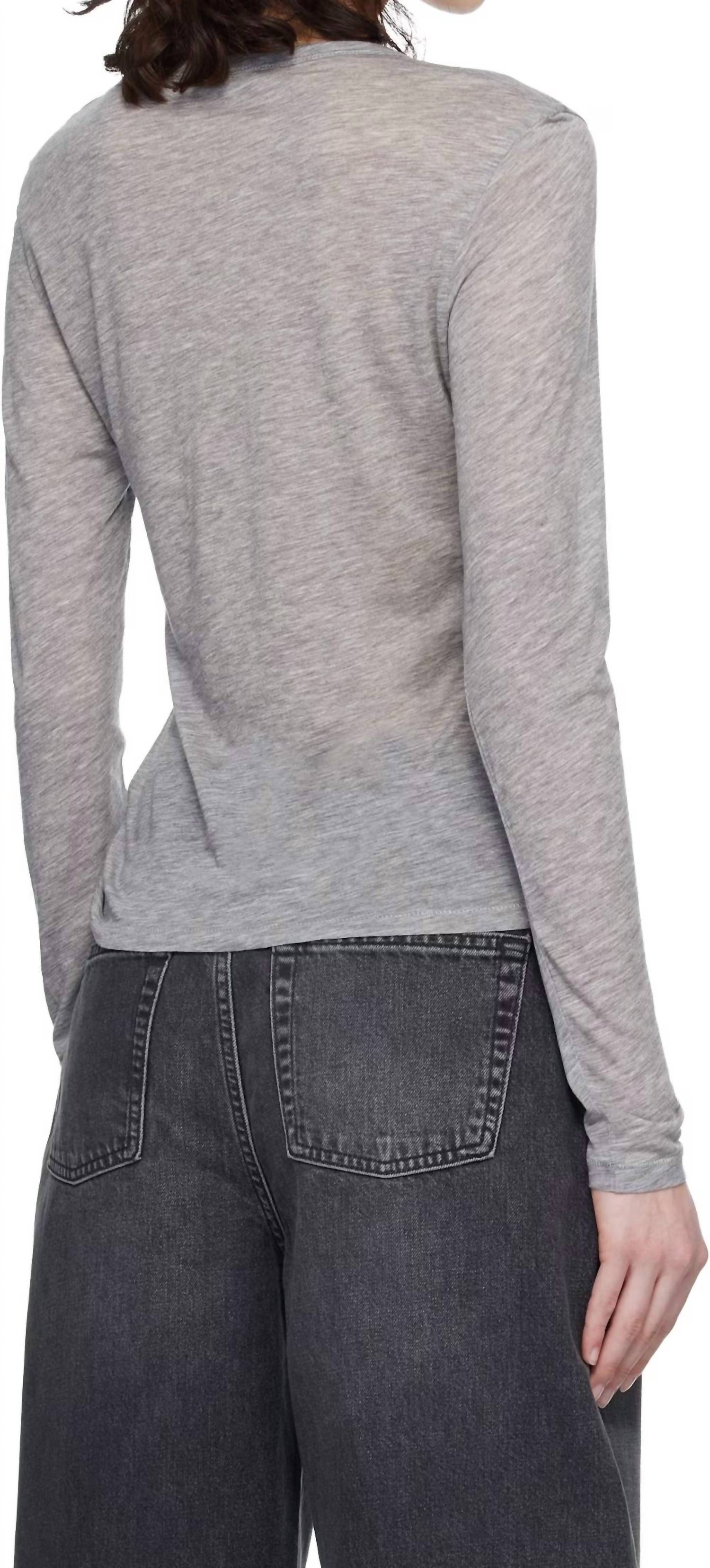 ANINE BING Sylvie Long Sleeve Tee in grey - women's long sleeve top - detail view