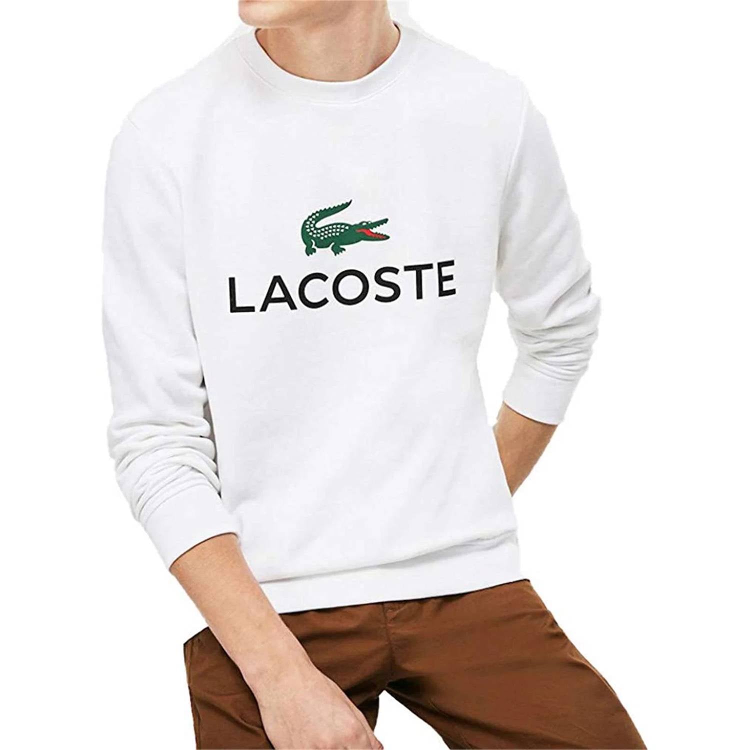 Lacoste - Men's Long Sleeve Graphic Croc Brushed Fleece Jersey Sweatshirt