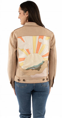 Scully Sunshine Motif Denim Jacket in tan - women's jacket - alternate view