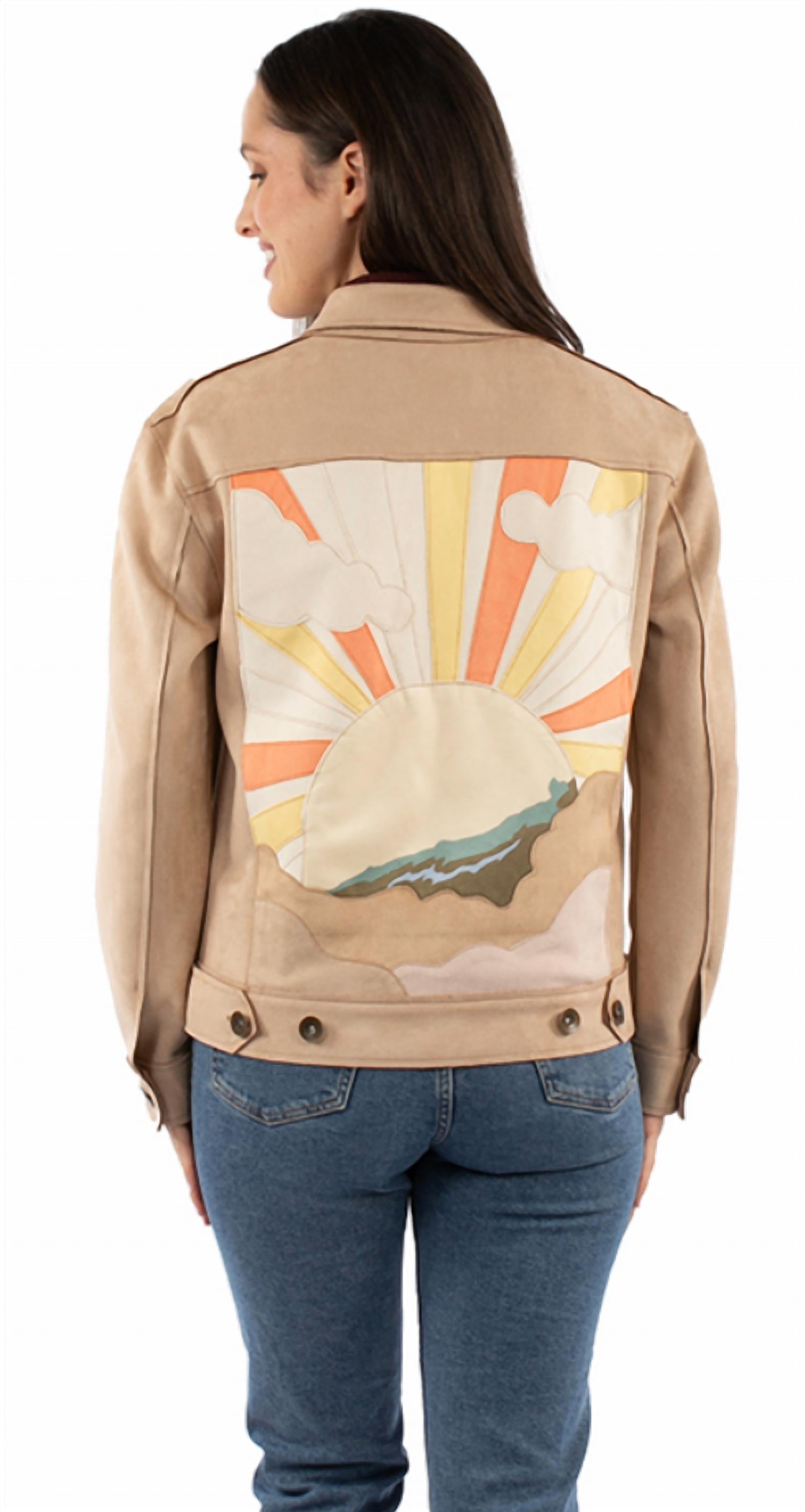 Scully Sunshine Motif Denim Jacket in tan - women's jacket - alternate view