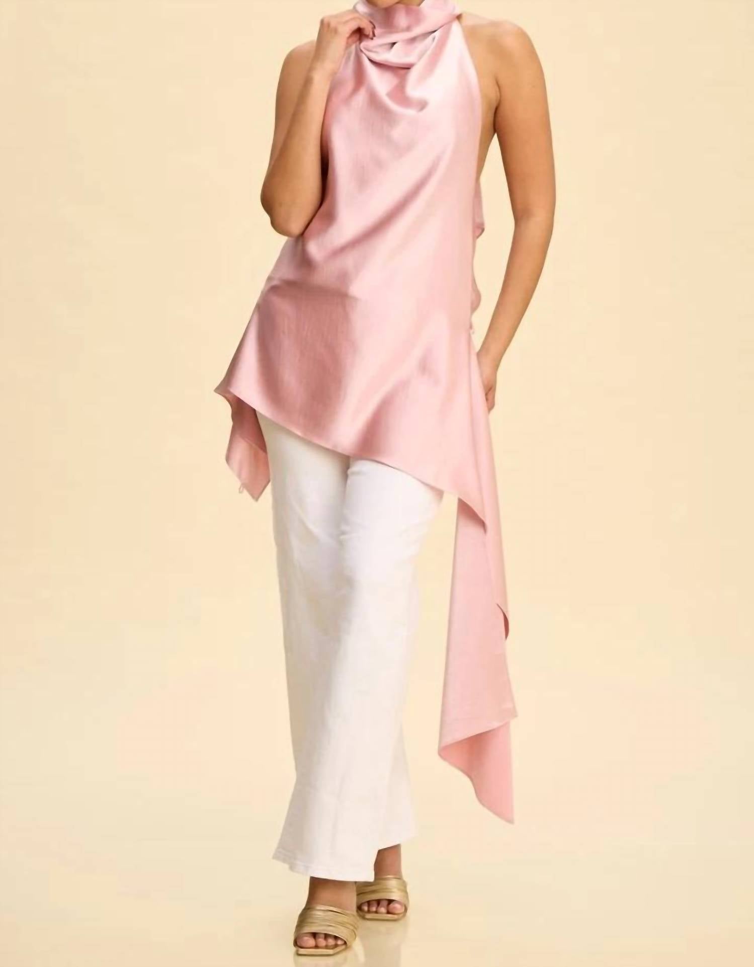 Luxxel - Halter Uneven Hemline Tunic Top